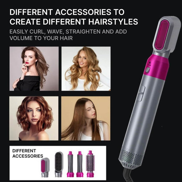 5-in-1 Hair Dryer with Brush and Curling Iron