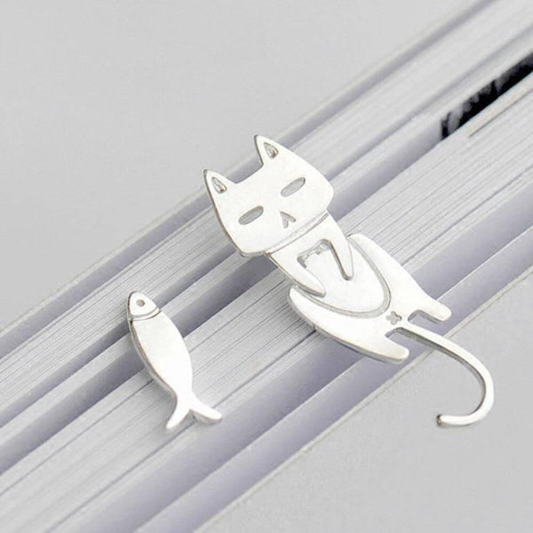 Fish and Cat Silver Earrings