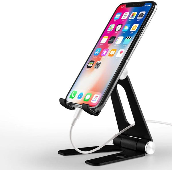 Folding and rotating support for phone or tablet